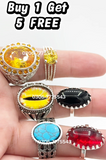 Buy 1 Get 5 FREE Gemstone Rings | Pukhraj, Anari Yaqoot, Black Aqeeq ; Dragon Eye
